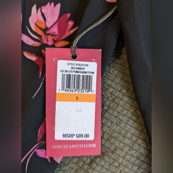 Vince Camuto Floral Lace-Up Ruffle Sleeve Blouse in Pomegranate Pink at Nordstro - Picture 4 of 8